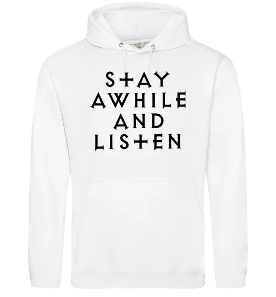 Мужская толстовка (худи) Diablo Stay awhile and listen Белый фото