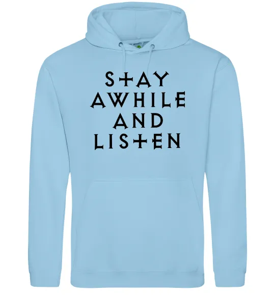 Мужская толстовка (худи) Diablo Stay awhile and listen Голубой фото