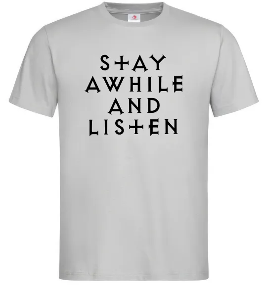 Мужская футболка Diablo Stay awhile and listen Серый фото