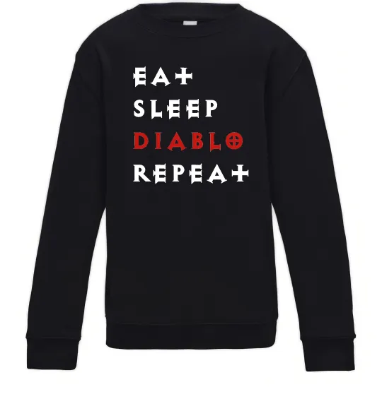 Дитячий світшот Eat sleep Diablo repeat Чорний фото
