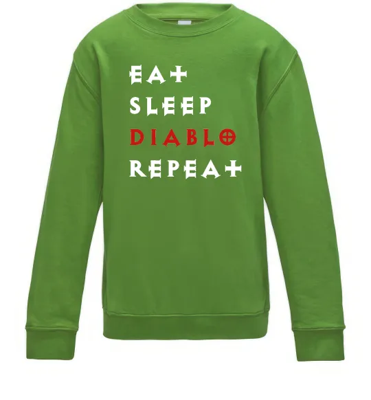 Дитячий світшот Eat sleep Diablo repeat Лаймовий фото