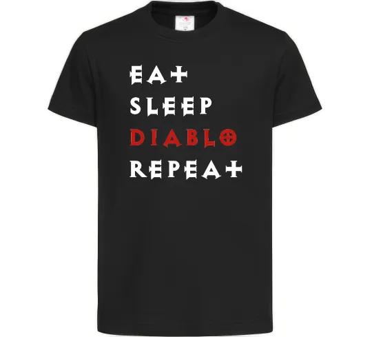 Дитяча футболка Eat sleep Diablo repeat Чорний фото