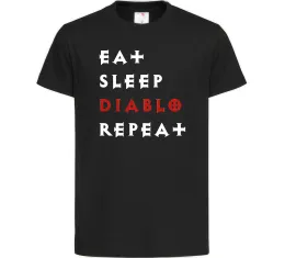 Дитяча футболка Eat sleep Diablo repeat Чорний фото
