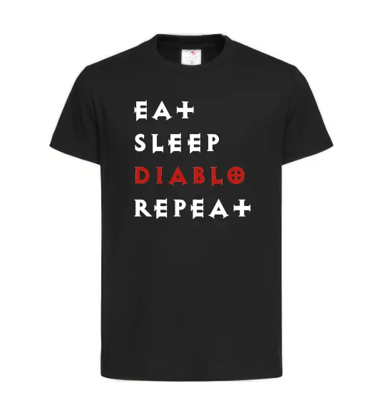 Детская футболка Eat sleep Diablo repeat Черный фото