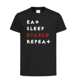 Дитяча футболка Eat sleep Diablo repeat Чорний фото