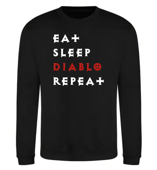 Світшот Eat sleep Diablo repeat Чорний фото