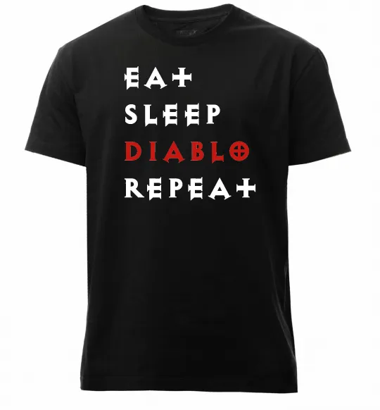 Чоловіча преміум футболка Eat sleep Diablo repeat Чорний фото
