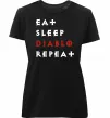 Жіноча преміум футболка Eat sleep Diablo repeat Чорний Жіноча преміум футболка Eat sleep Diablo repeat Чорний фото