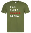 Чоловіча футболка Eat sleep Diablo repeat Оливковий фото