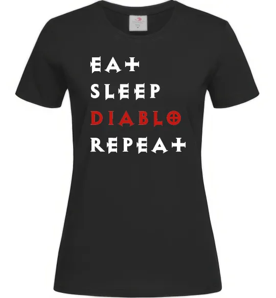 Жіноча футболка Eat sleep Diablo repeat Чорний фото