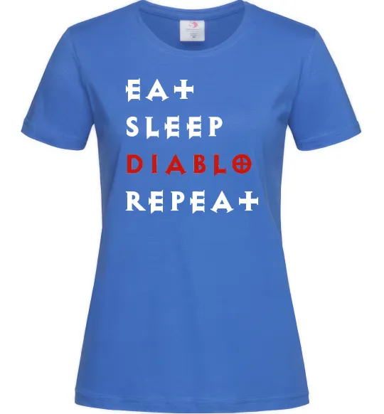 Жіноча футболка Eat sleep Diablo repeat Яскраво-синій фото