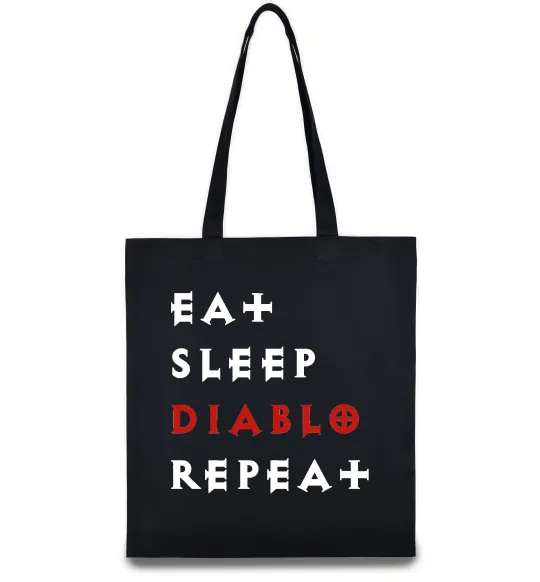Еко-сумка Eat sleep Diablo repeat Чорний фото
