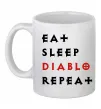 Чашка керамічна Eat sleep Diablo repeat Білий фото