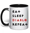 Чашка с цветной ручкой Eat sleep Diablo repeat Черный Чашка с цветной ручкой Eat sleep Diablo repeat Черный фото