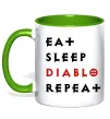 Чашка с цветной ручкой Eat sleep Diablo repeat Лаймовый Чашка с цветной ручкой Eat sleep Diablo repeat Лаймовый фото