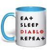 Чашка с цветной ручкой Eat sleep Diablo repeat Голубой Чашка с цветной ручкой Eat sleep Diablo repeat Голубой фото