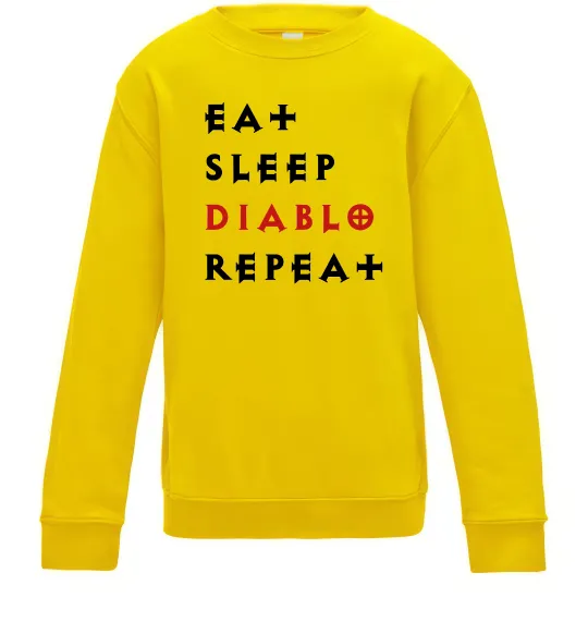 Дитячий світшот Eat sleep Diablo repeat Сонячно жовтий фото