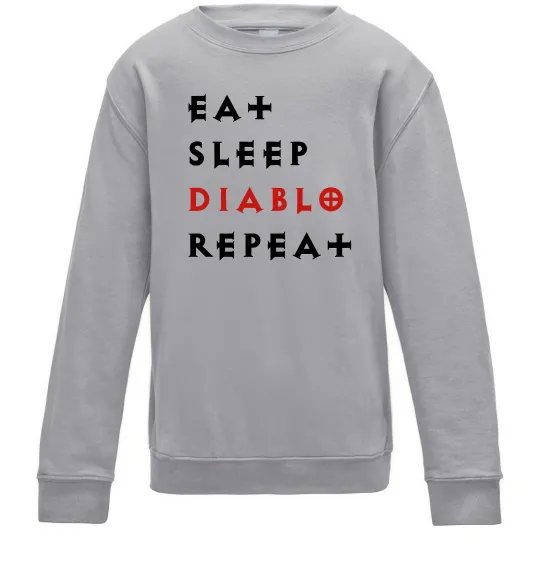 Дитячий світшот Eat sleep Diablo repeat Сірий меланж фото
