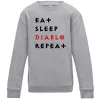 Дитячий світшот Eat sleep Diablo repeat Сірий меланж фото