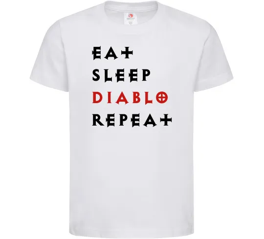 Дитяча футболка Eat sleep Diablo repeat Білий фото