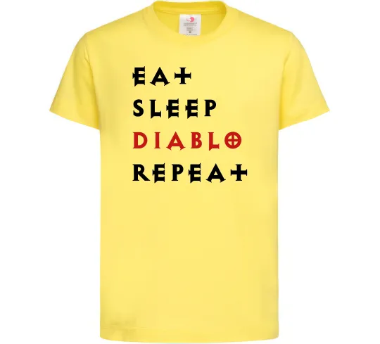 Дитяча футболка Eat sleep Diablo repeat Лимонний фото