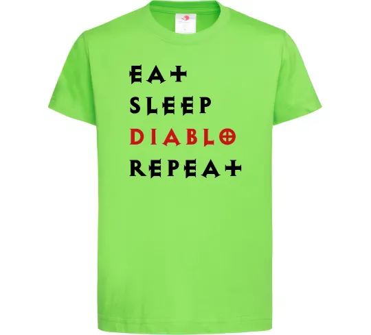 Дитяча футболка Eat sleep Diablo repeat Лаймовий фото