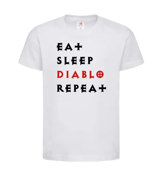 Детская футболка Eat sleep Diablo repeat Белый фото