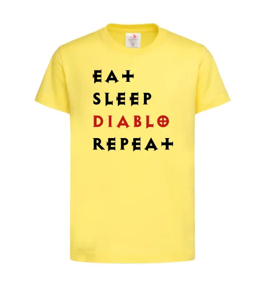 Детская футболка Eat sleep Diablo repeat Лимонный фото