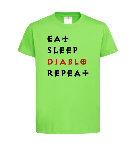 Детская футболка Eat sleep Diablo repeat Лаймовый фото