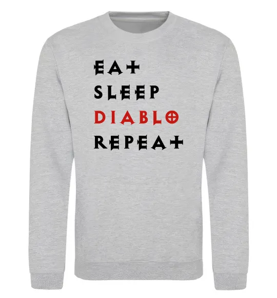 Світшот Eat sleep Diablo repeat Сірий меланж фото
