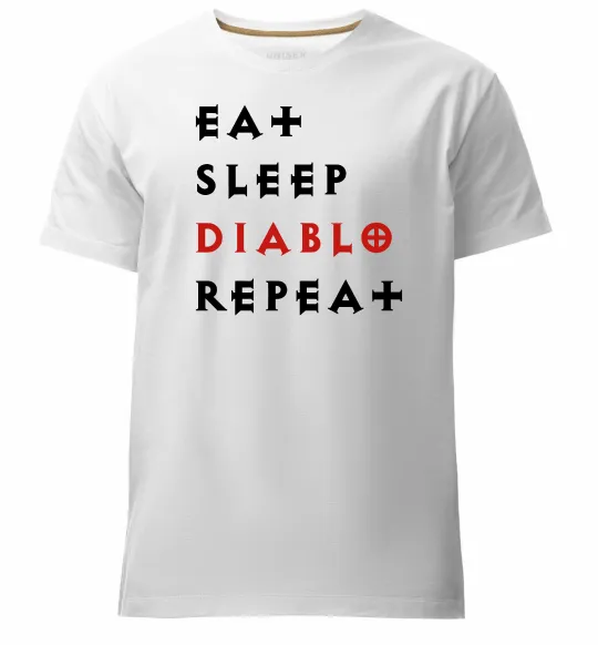 Чоловіча преміум футболка Eat sleep Diablo repeat Білий фото
