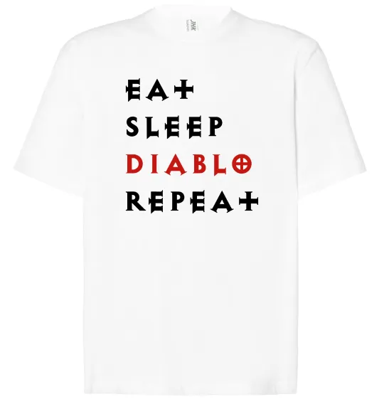 Футболка Оверсайз Eat sleep Diablo repeat Білий фото