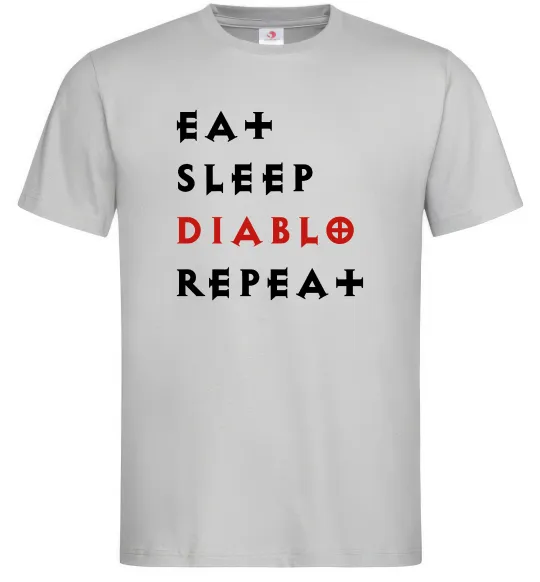 Чоловіча футболка Eat sleep Diablo repeat Сірий фото