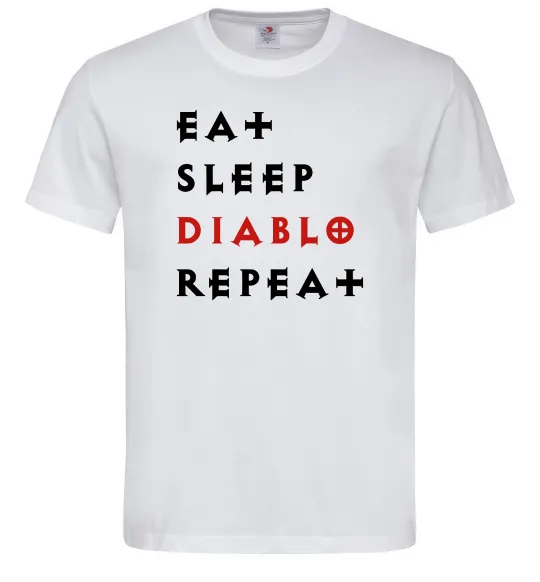 Чоловіча футболка Eat sleep Diablo repeat Білий фото