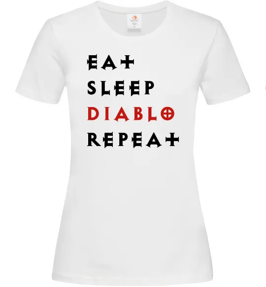 Жіноча футболка Eat sleep Diablo repeat Білий фото