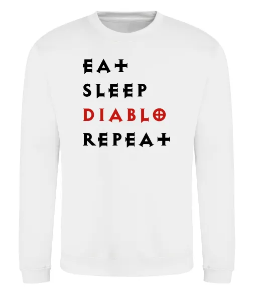 Світшот Eat sleep Diablo repeat Білий фото