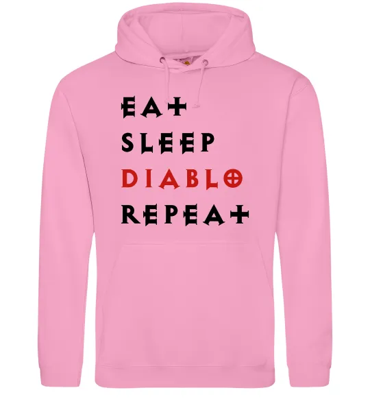 Мужская толстовка (худи) Eat sleep Diablo repeat Розовый фото