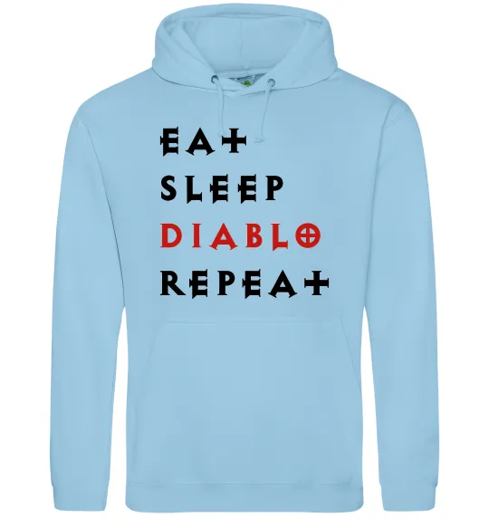 Жіноча толстовка (худі) Eat sleep Diablo repeat Блакитний фото