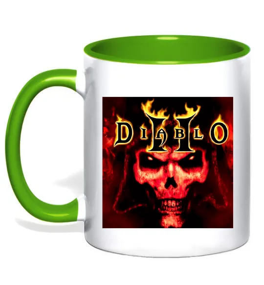 Чашка с цветной ручкой Diablo 2 poster Лаймовый фото