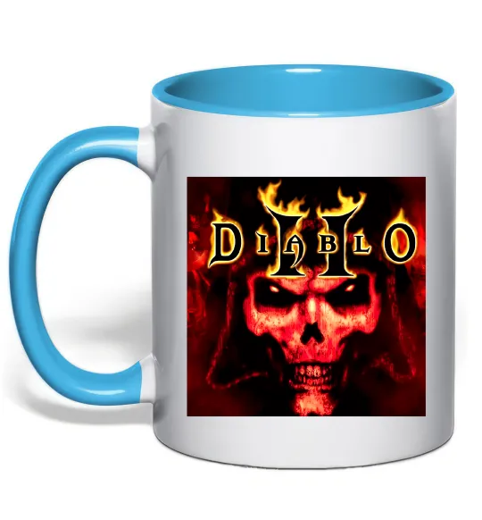 Чашка с цветной ручкой Diablo 2 poster Голубой фото