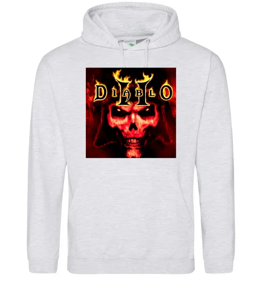 Чоловіча толстовка (худі) Diablo 2 poster Сірий меланж фото