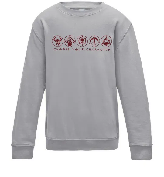 Детский Свитшот Diablo Choose your character Серый меланж фото