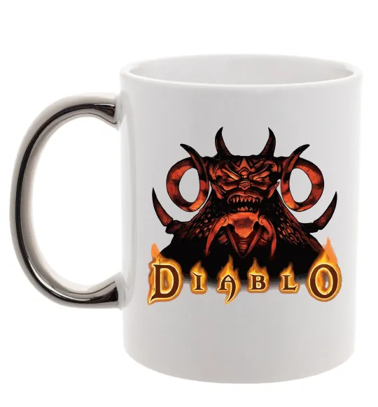 Чашка з кольоровою ручкою Diablo Срібло фото