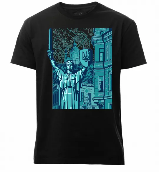 Чоловіча преміум футболка Батьківщина-Мати та карта Чорний фото