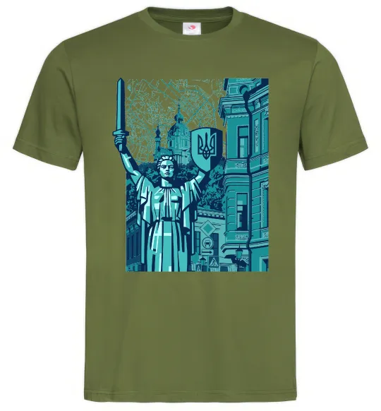 Чоловіча футболка Батьківщина-Мати та карта Оливковий фото