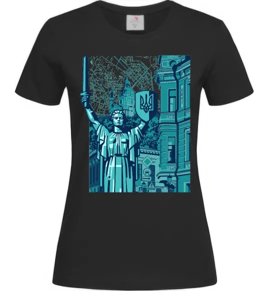 Жіноча футболка Батьківщина-Мати та карта Чорний фото