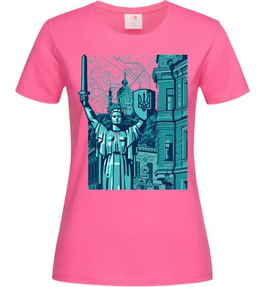 Жіноча футболка Батьківщина-Мати та карта Яскраво-рожевий фото