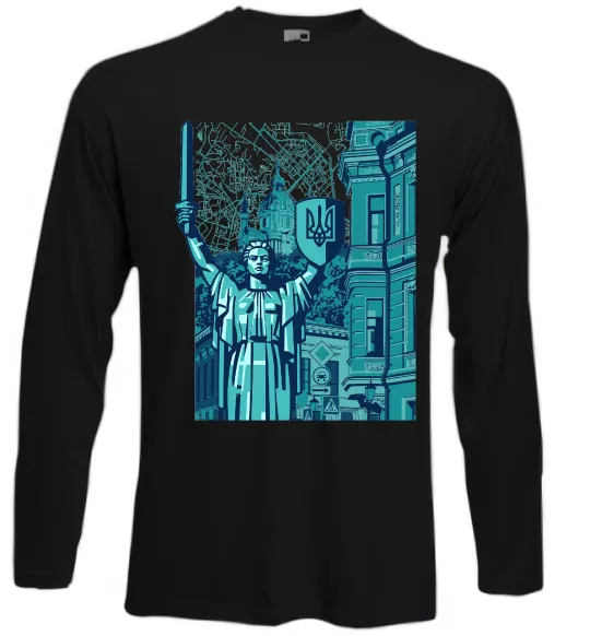 Лонгслів Батьківщина-Мати та карта Чорний фото