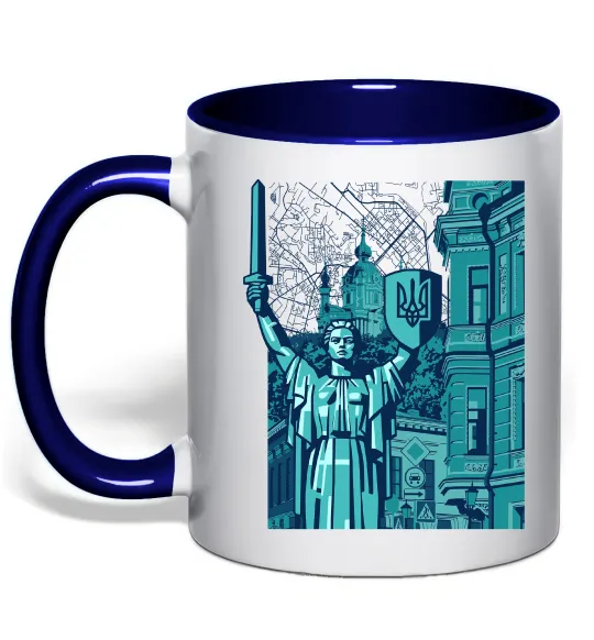 Чашка з кольоровою ручкою Батьківщина-Мати та карта Глибокий темно-синій фото