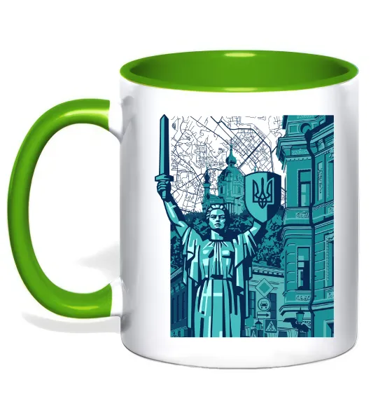 Чашка з кольоровою ручкою Батьківщина-Мати та карта Лаймовий фото